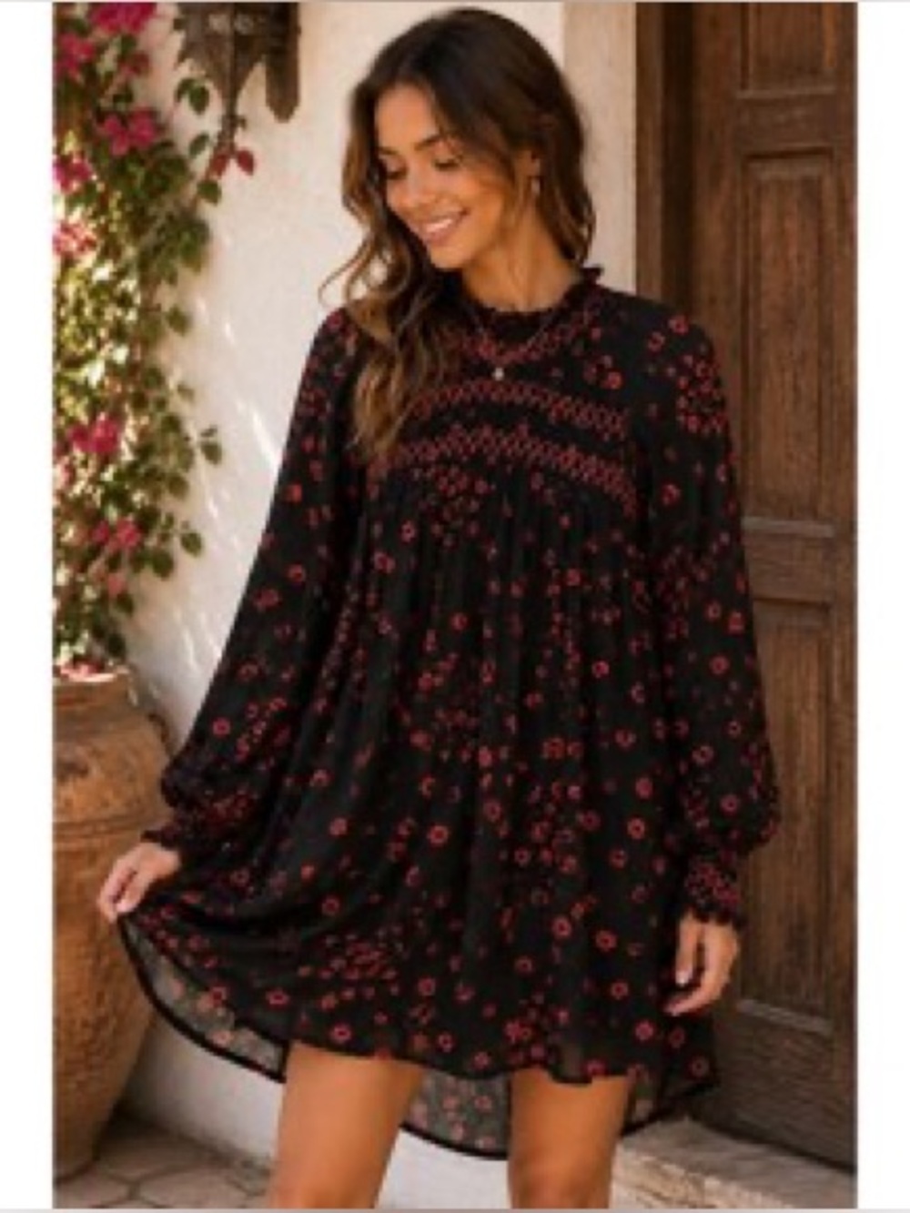 Free People black and red tunic dress